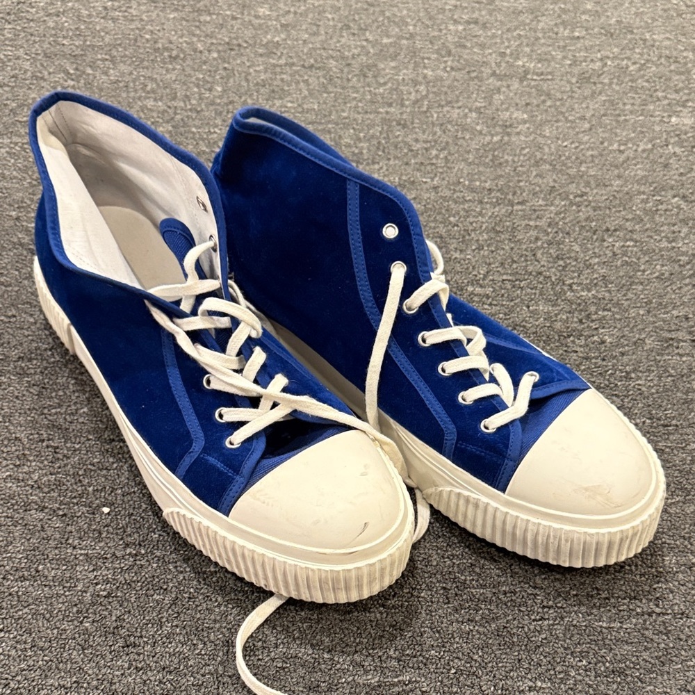 Theory Royal Blue High Top Sneakers with White Lining